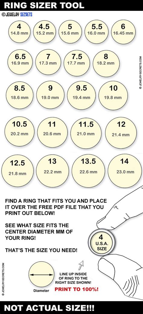 finger size chart for rings